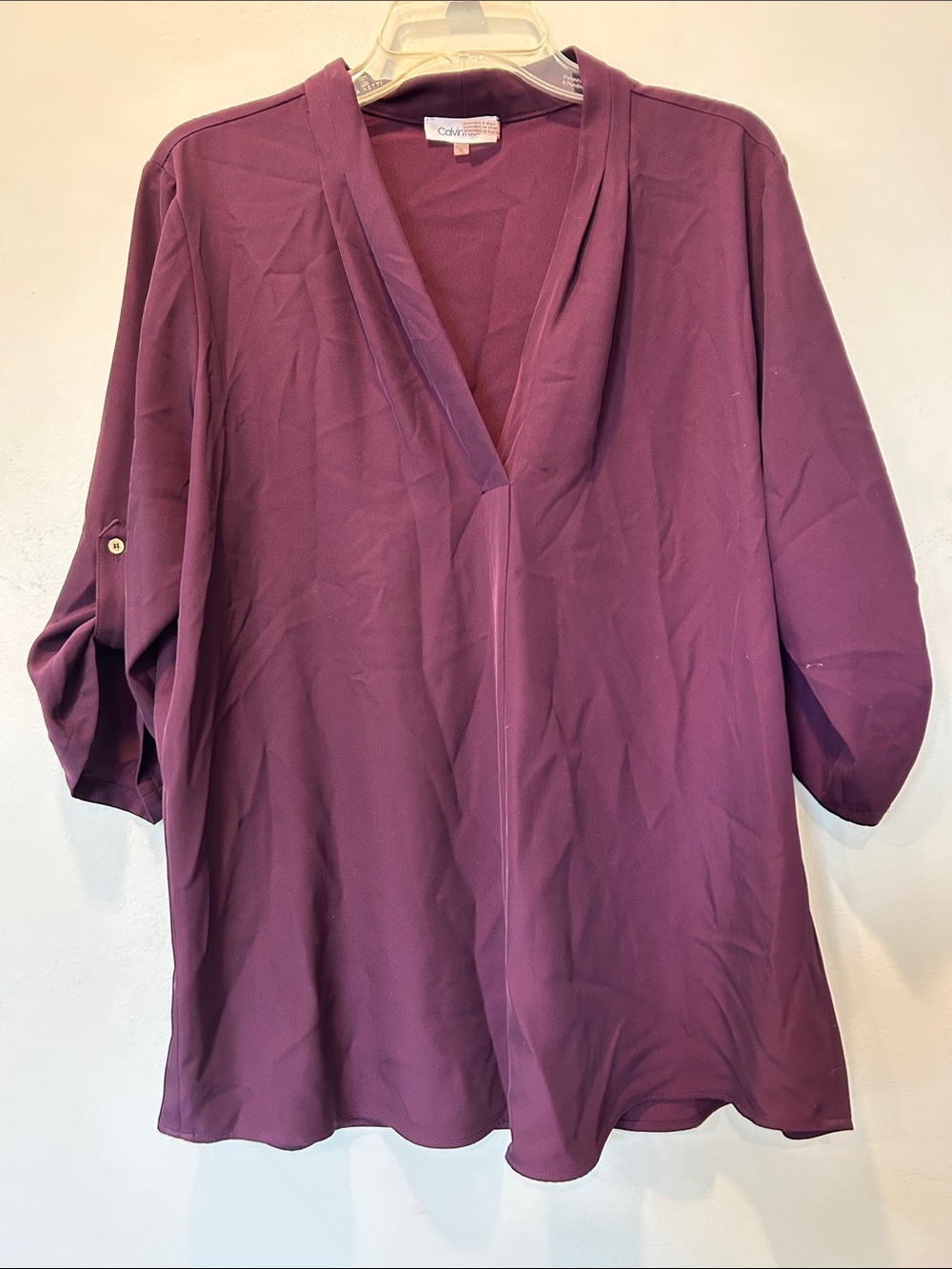 Calvin Klein Deep Plum V-Neck Tunic Top
